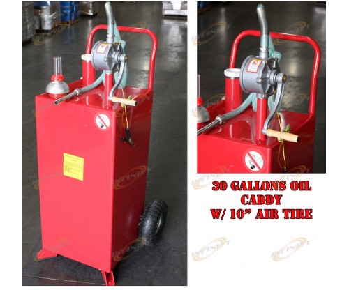 30 Gallon BIDIRECTIONAL GAS OIL DIESEL FLUID CADDY TRANSFER TANK w/ ROTARY PUMP